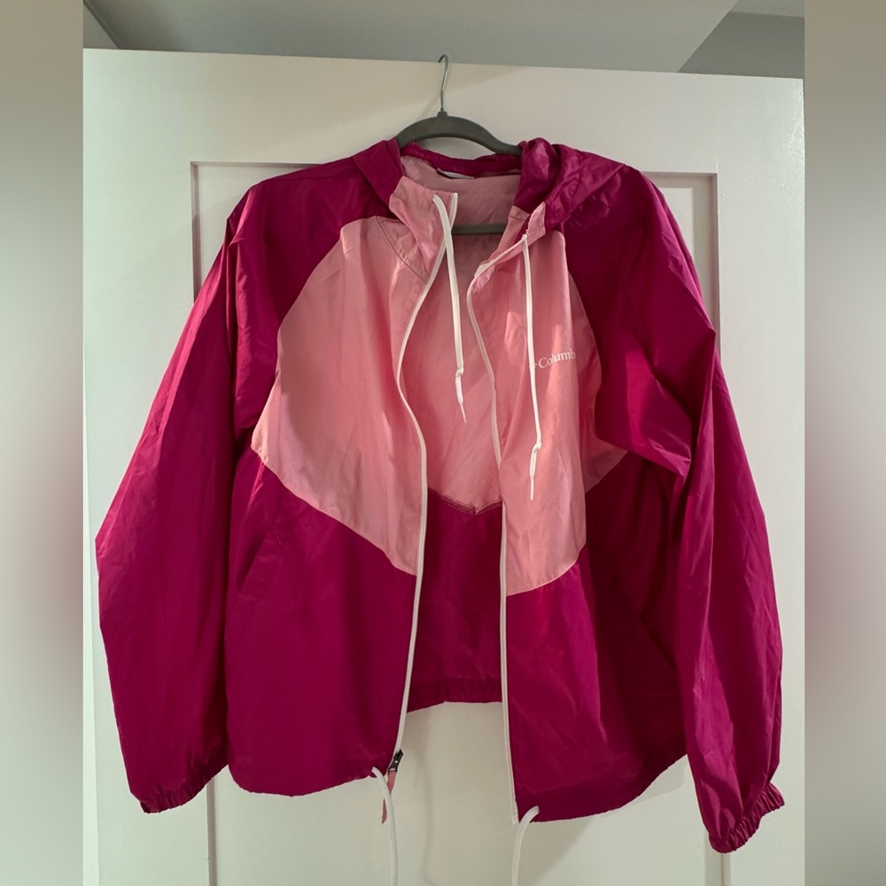 Columbia Two-Tone Pink Hooded Windbreaker Jacket